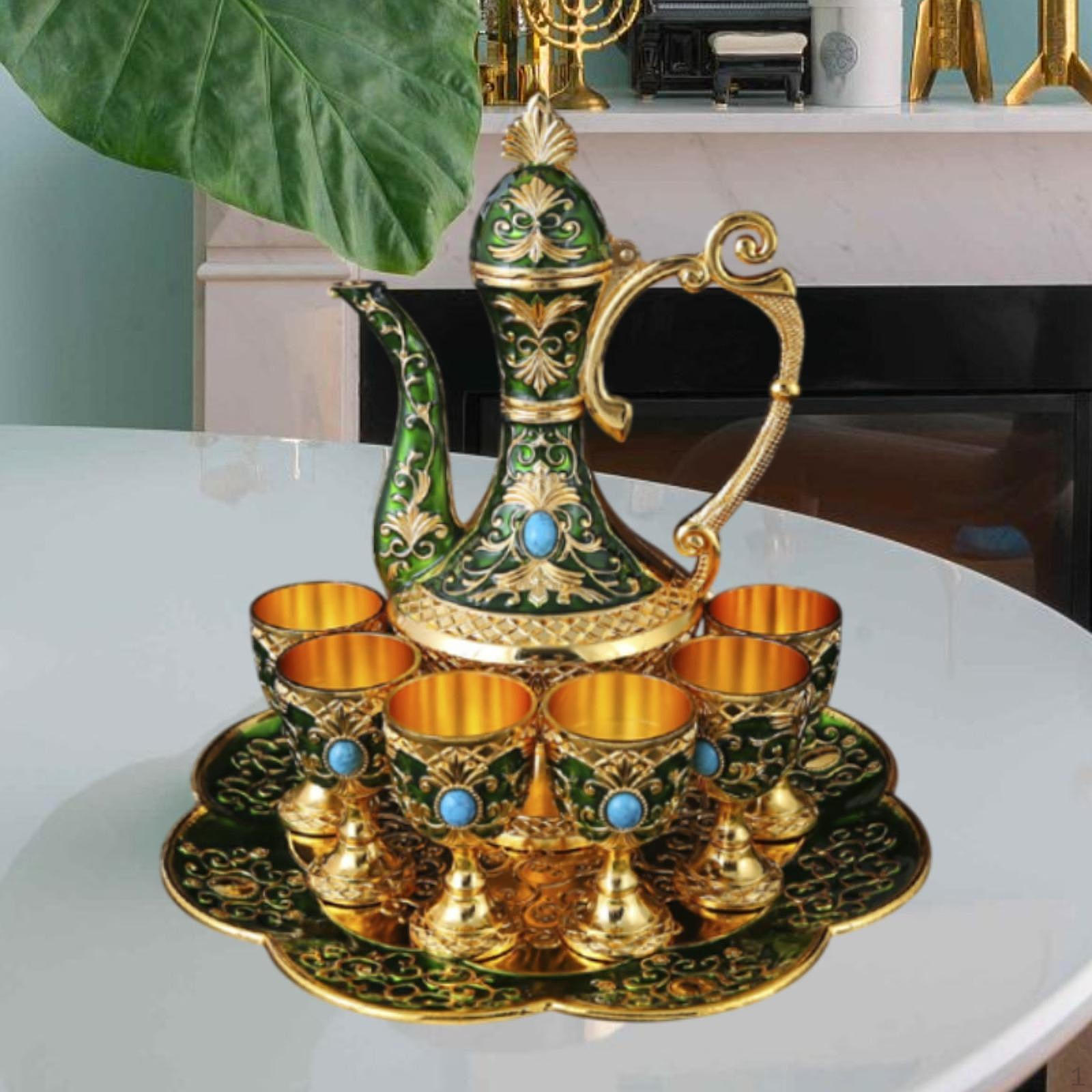 

Колекція чашок для кави та чайників, набори європейських горщиків для вина з металевими склянками