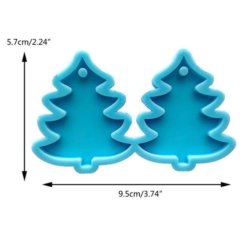 Eardrops Ear Stud Dangles Casting Mold UV Crystal Resin Epoxy Mold DIY Cute Christmas Pine Tree Earrings Silicone Mold