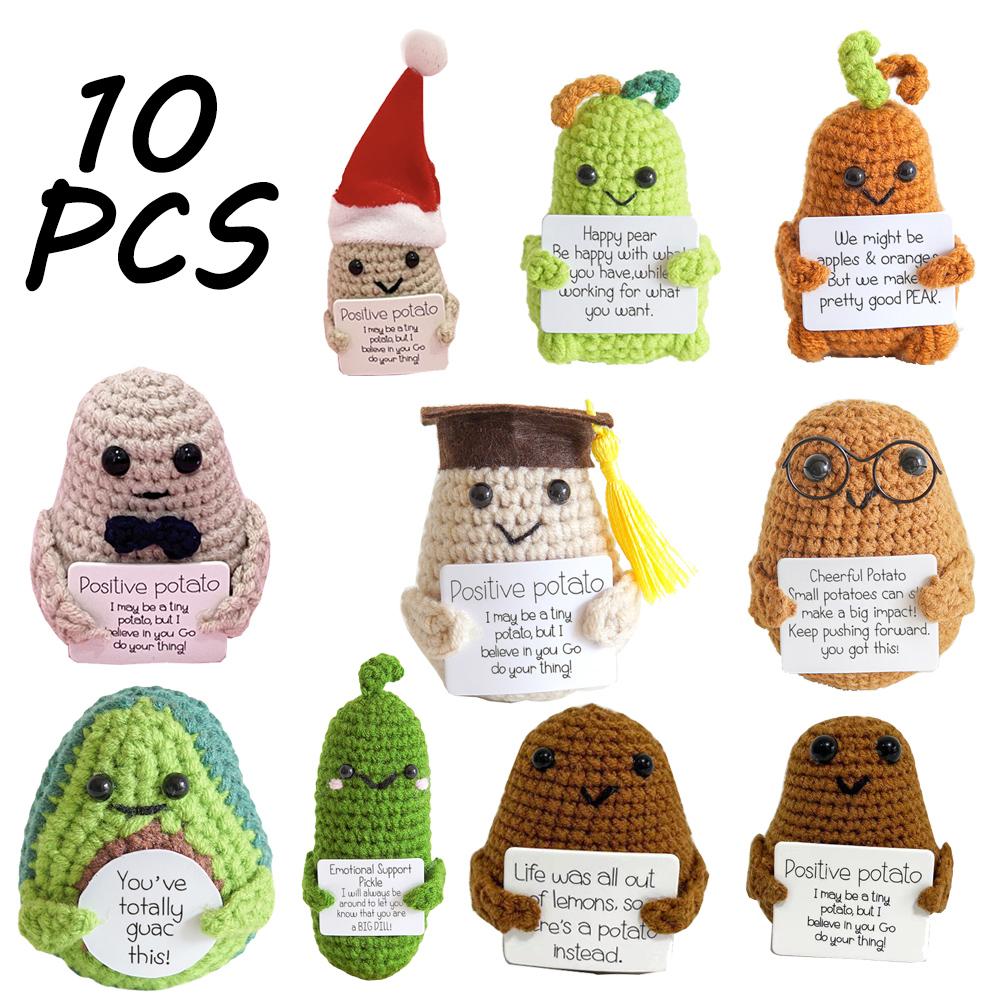 10PCS Positive Cute Potatoes Home Room Decor Mini Handmade Plush Ornament Knitting Wool Yarn Doll Birthday Gifts Room Decoration