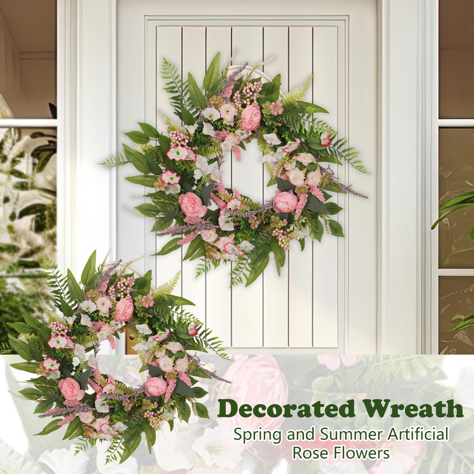 

3D 45cmArtificial Rose Wreath Wall Hanging, Artificial Green Plant Decoration, Festive Decoration Prop, Entrance Hall Artificial Flower Pendant One Size