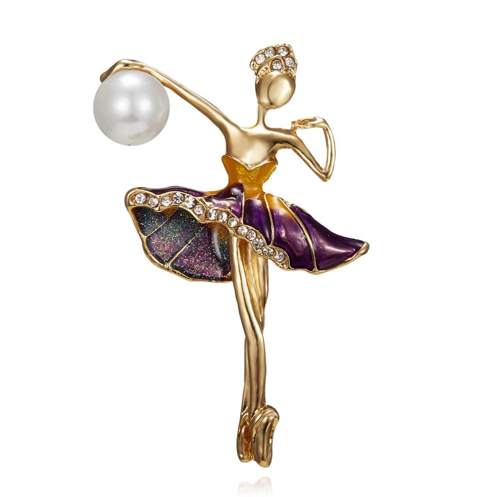 Broches de Gymnastique Colorées Émaillées pour Filles Femmes Hommes, Broches Exquises de Danseuse avec Bille Imitation Perle, Bijoux