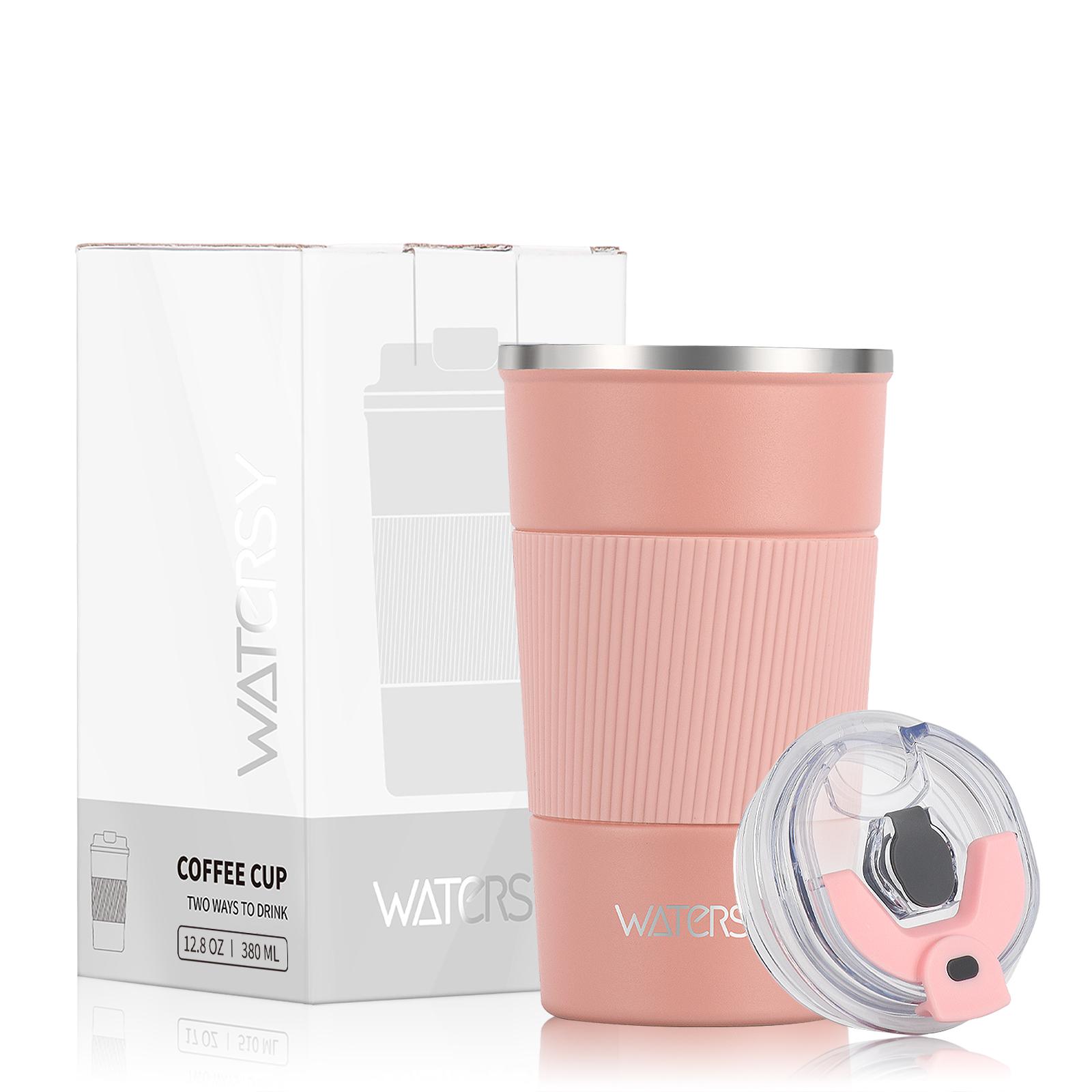 

380 мл/510 мл Кофейная кружка из нержавеющей стали Вакуумный тамблер с крышкой из тритана Сохраняет напитки горячими или холодными Офисная домашняя термокружка 301-400ml розовый