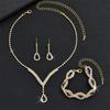 1Set Luxury Exquisite Rhinestone Bride Jewelry Set For Women Girls Fashion Simple Water Drop Earrings Necklace Bracelet Gifts
