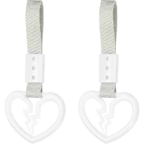PATIKIL 2Pcs Broken Heart Shaped Car Handle Straps, Car Hanging Accessories Bumper Warning Ring Drift Charm For Auto Decor Interior Exterior
