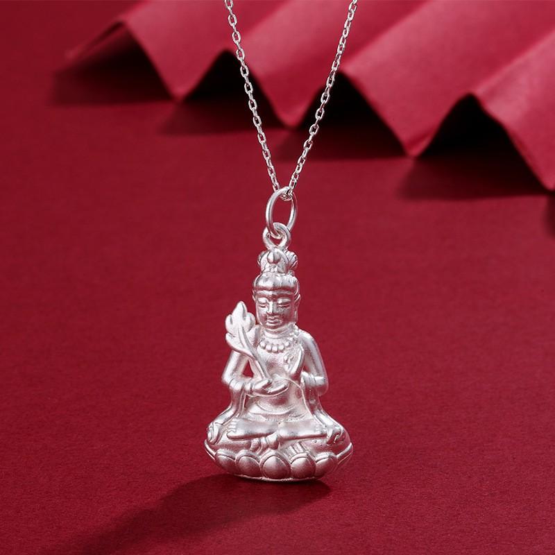 Guanyin Buddha Head Necklace Women 3D Hard Pendant Luxury Clavicle Chain
