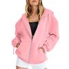 2023 Trendy Women's Solid Color Zipper Hooded Cardigan Jacket with Pockets
