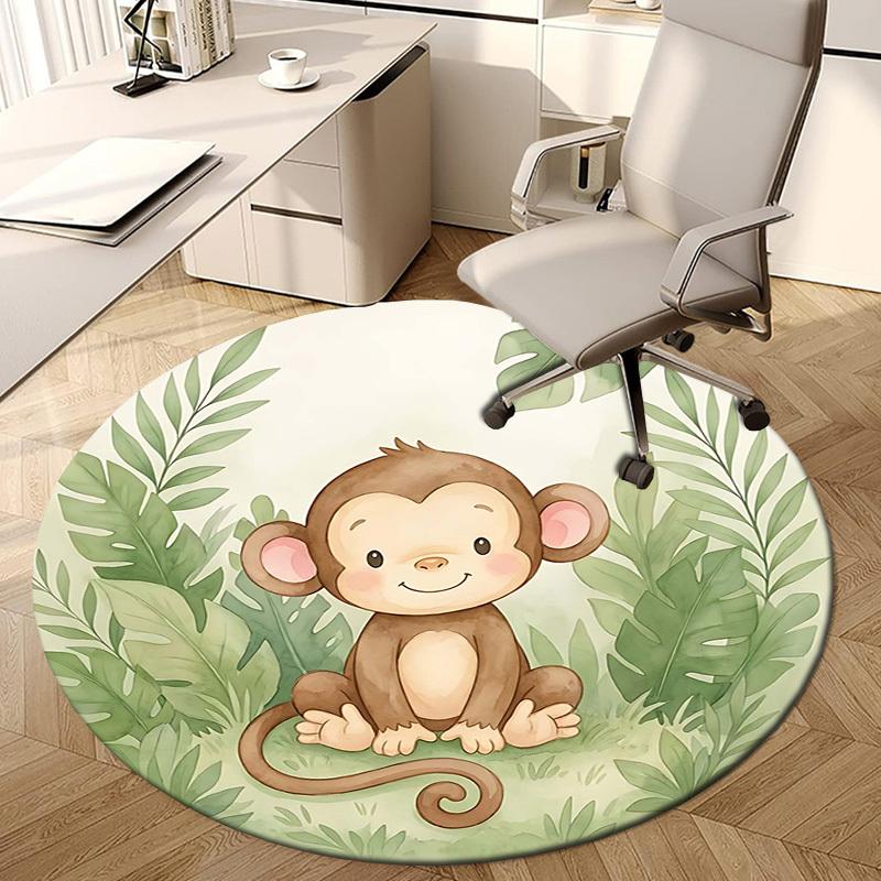 1PC Monkey Jungle Non-Slip Floor Round carpet, Office, family, bedroom, Large Area Rug Indoor Rugs,  Durable Polyester-Z0417