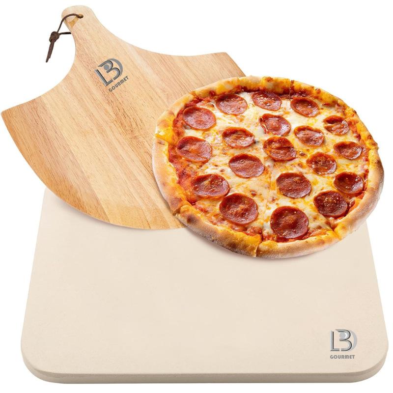 Cordierite Pizza Baking Board with Wooden Spatula and Long Cutter 13-piece Pizza Baking Pan Set