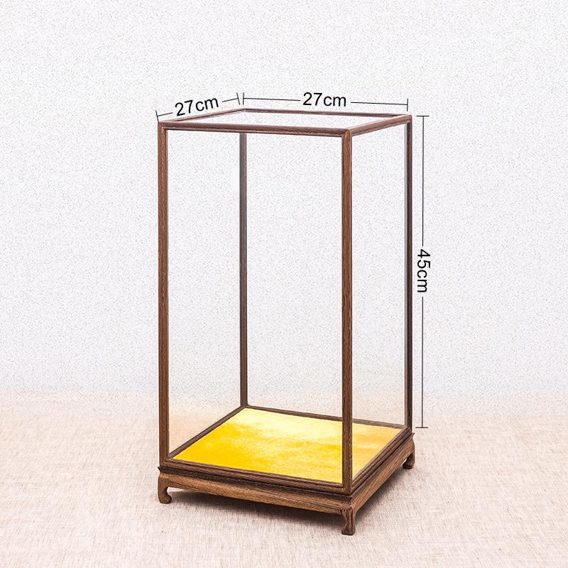 Rosewood Glass Treasure Cage for Guanyin and Buddha Statues – Custom Dustproof Display Box Ornament