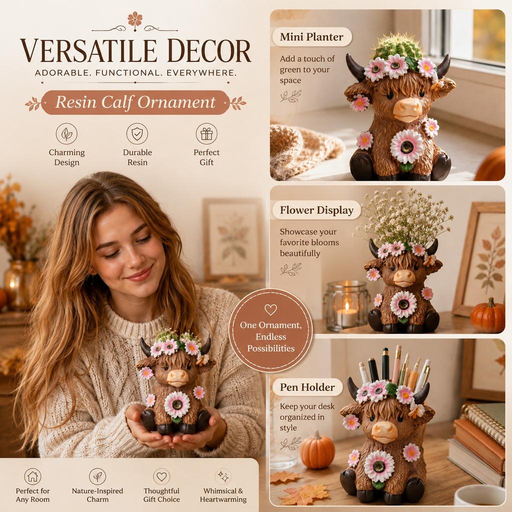 Home Decor Resin Cow Figurine Set Creative Small Statue for Shelf Table