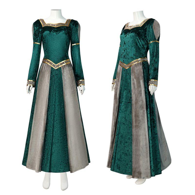 

Shrek 2 Princess Fiona Cosplay Costume Fiona Green Long Dress Cos Costume Factory Skirt Children 110