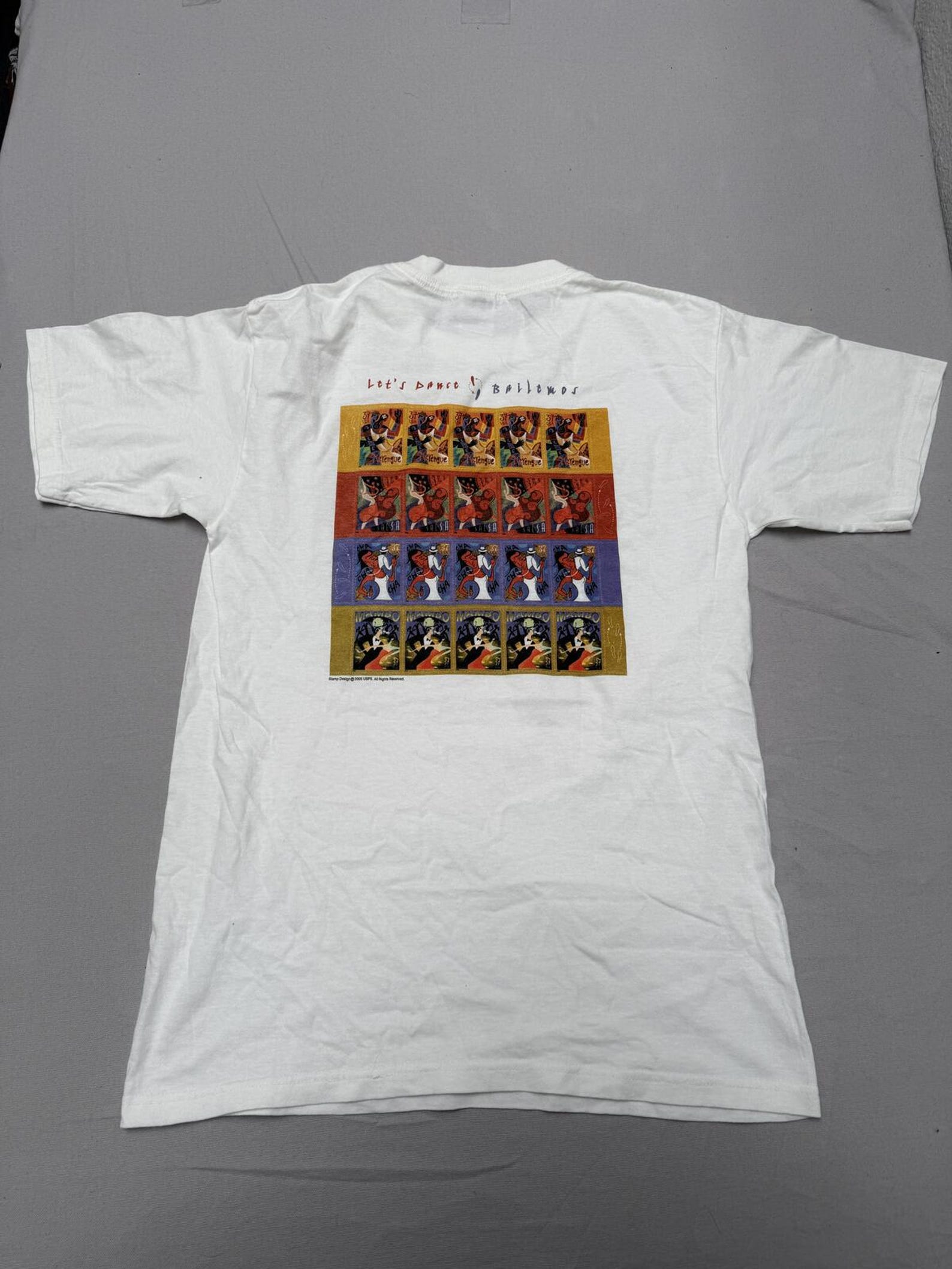 USPS 37 Cent Stamp Collector T shirt Bailamos Cha Cha Cha -S L