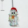 1pc Christmas Ghost Hanging Ornament Cute Ghost with Santa Hat Decortive Acrylic Suncatcher Art Pendants for Xmas Tree & Home Window
