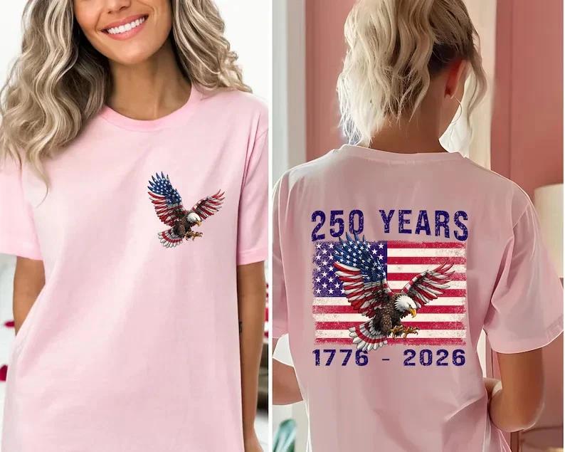 250 Years of Freedom Shirt 250th Anniversary America Tee, Patriotic Eagle USA S