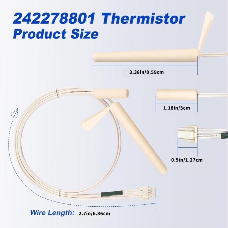 Refrigerator Thermistor 242278801 Round Head Temperature Detector Replacement Temperature Sensor for Refrigerators