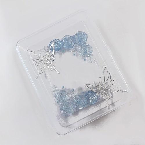 Hard Case Decorative Trading Card Case, Butterfly and Rose Design, Pink