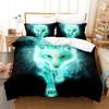 Boys Wolf Duvet Cover Set Queen Size, Boho Wolf Wildlife Animal Bedding Set Men Galaxy Dream Catcher Moon Polyester Quilt Cover