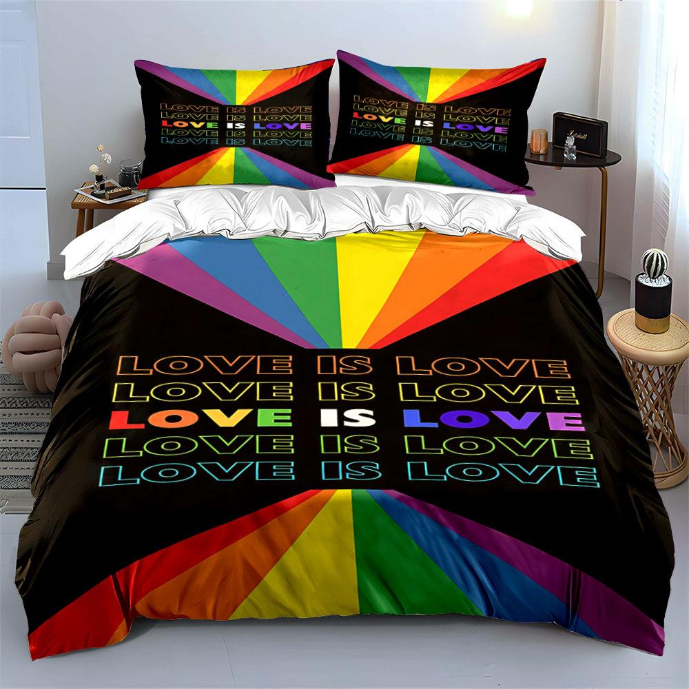 Rainbow rays and text. Bedding sets Duvet cover sets Duvet covers Pillowcases(1 * Duvet Cover 2 * Pillowcases without duvet insert)