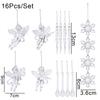 Clear Crystal Snowflake Icicle Pendants Acrylic Shiny DIY Christmas Tree Hanging Ornament Navidad New Year Party Home Decoration