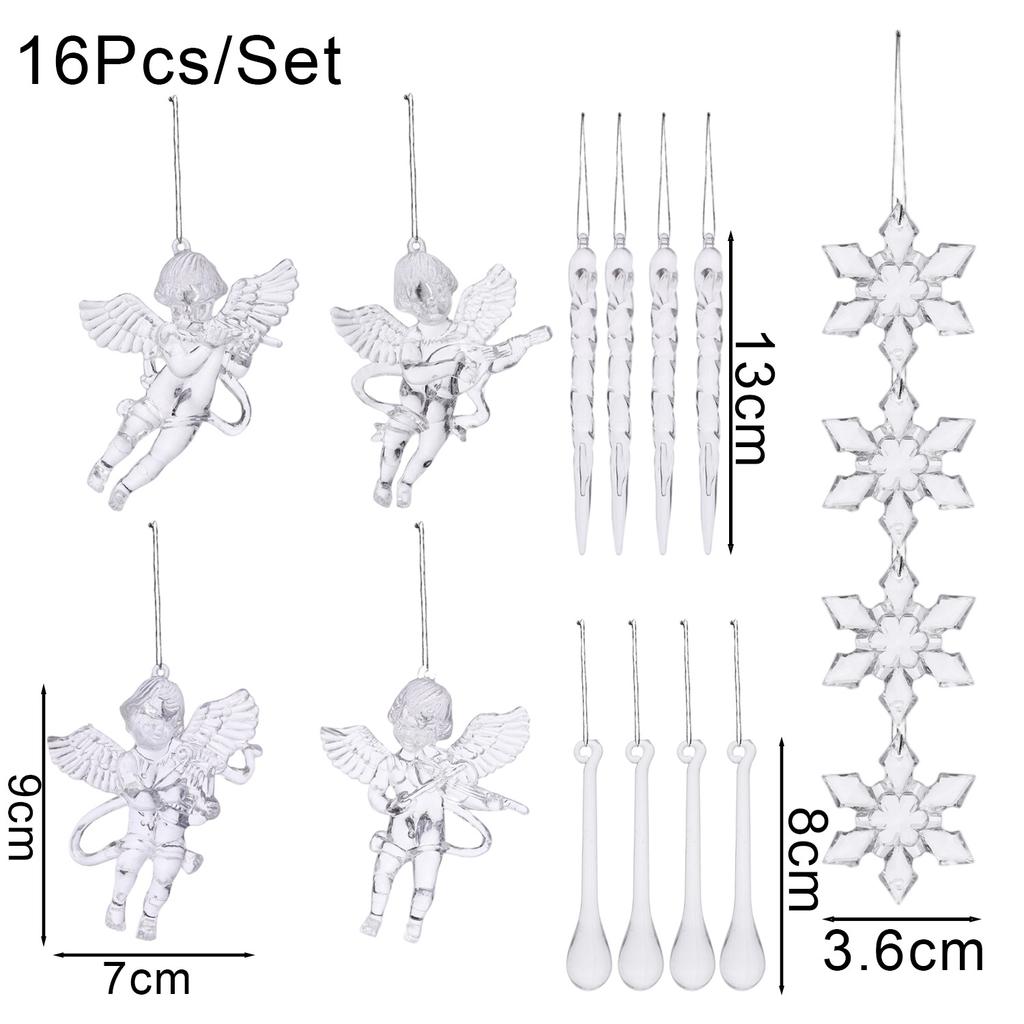 Clear Crystal Snowflake Icicle Pendants Acrylic Shiny DIY Christmas Tree Hanging Ornament Navidad New Year Party Home Decoration