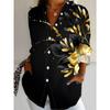New Plus Size Women's Long Sleeve Printed Shirt, Fashion Casual Button Up Lapel Shirt Women's Shirt