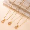 Heart Necklace Set: Natural Stone Cross, Stainless Steel, Waterproof, Colorfast, Fashionable Layered Clavicle Chain for Women