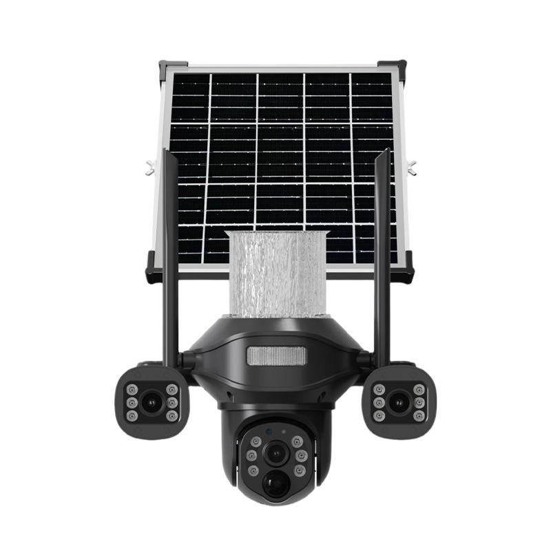 Solar-Powered Outdoor LED Wall Light with 4G Multi-Lens Surveillance Camera