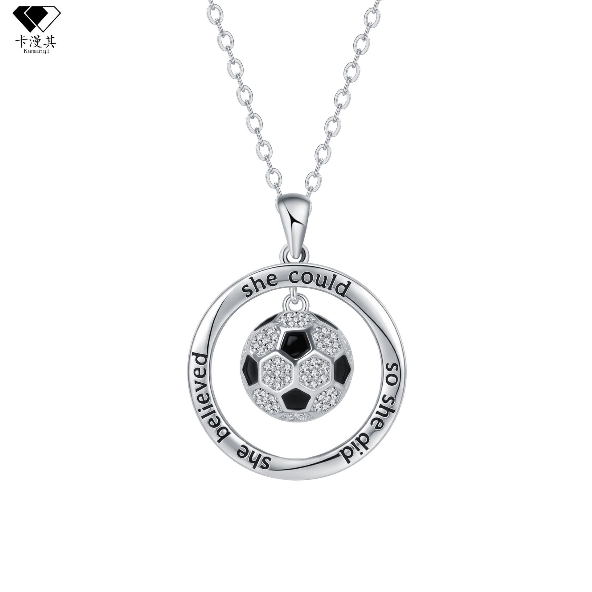 New Sports Style Football Carnival Football Smart Necklace Women S Light Luxury High-End Letter Pendant Fashion Accessories