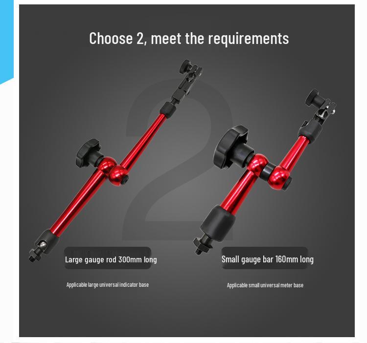 Magnetic Table Base with Dial and Lever Indicator, Universal Bracket Clamp, and Fine Adjustment Rod Accessories