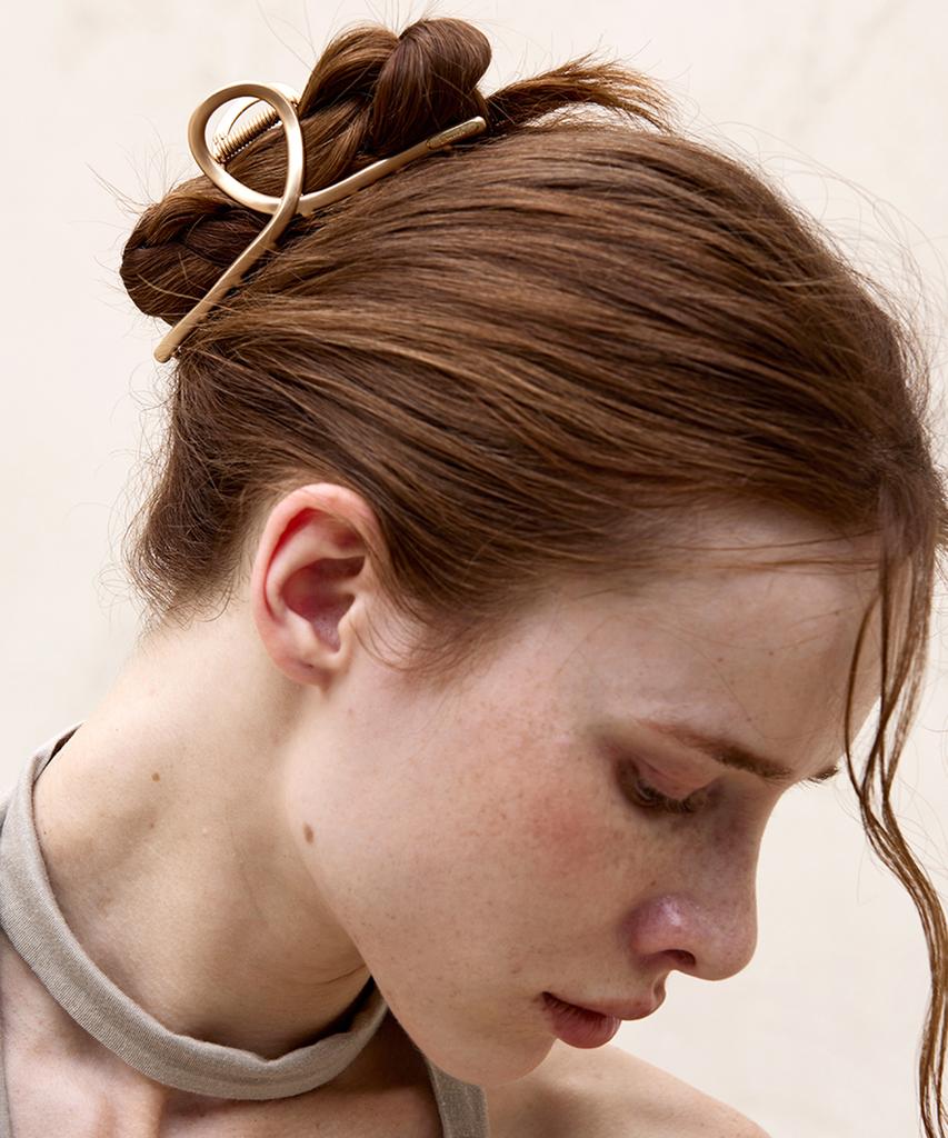 S'Secondo Simple Matte Twist Hair Clip_Matte Gold