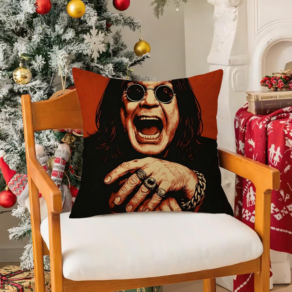 

Cool O-ozzy O-osbourne Pillow Case Silky Short Plush with Invisible Zipper Dustproof Sofa Cushion Cover for Home Decor 12x12Inch