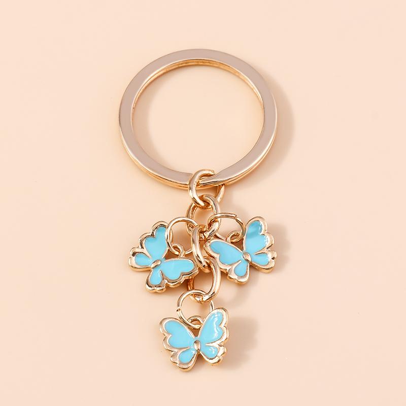 Cute Colorful Butterfly Keychains Enamel Animal Keyrings Souvenir Gift for Women Men Handbag Pendants Key Chains DIY Accessories