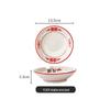 Set di Piatto Rotondo Rosso Ceramica Retrò Doppia Felicità - Piatto Basso, Piatto Piatto, Piatto per Hot Pot, Piatto per Carne, Piatto per Salsa e Piatto per Pesce per Tavola da Ristorante.