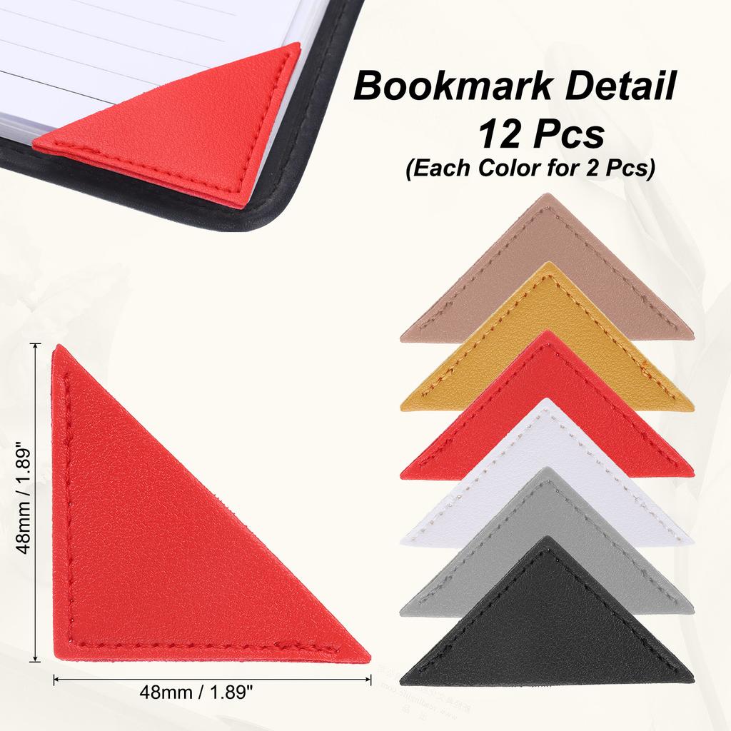 6/12/18Pcs Leather Bookmarks Corner Bookmarks Page Markers Mini-portable Gift Heart Bookmark Page Folder Corner Protective Cover
