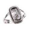 Natural Black Rutile Gemstone 925 Solid Sterling Silver Jewelry Ring S.7.5 s8J93