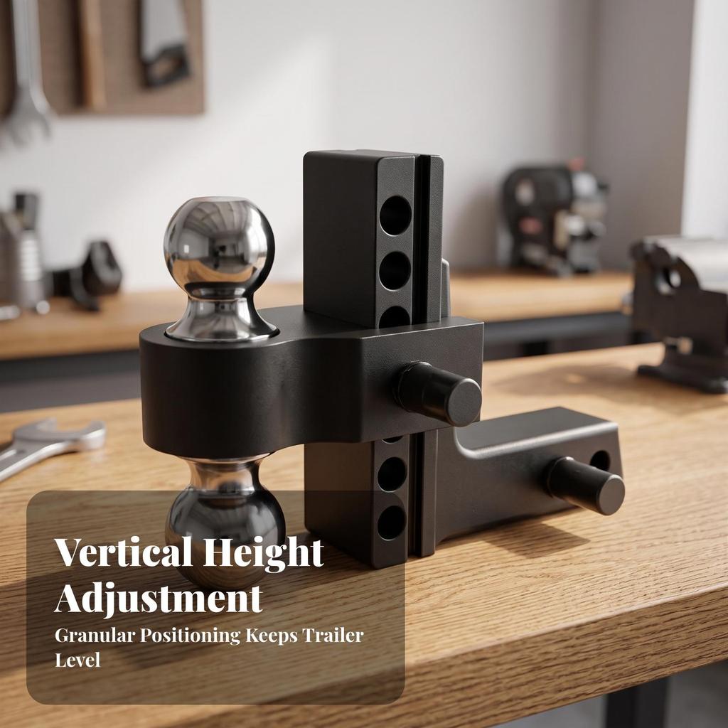 Adjustable Trailer Arm Hitch Assembly | Solid Aluminum Alloy Construction, Rigid Twin Knob