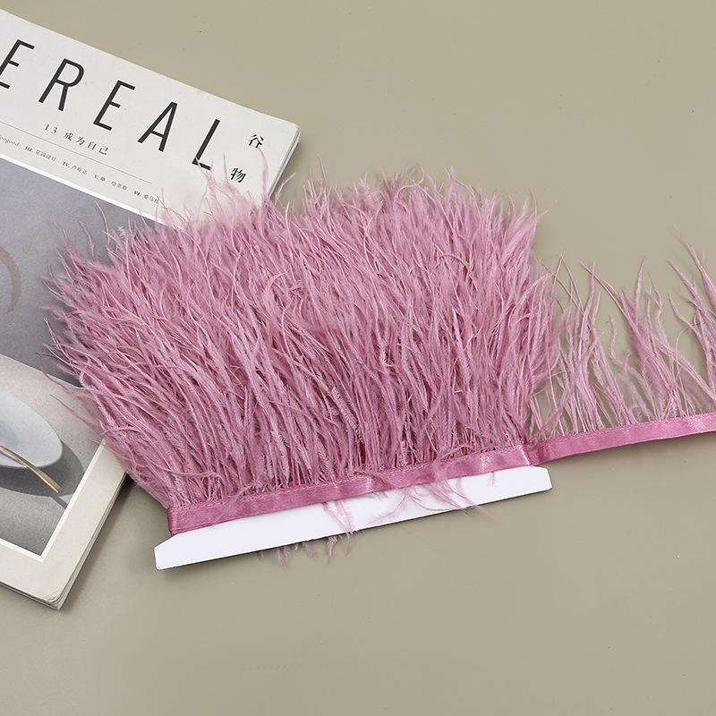 Color 8-10 Cm Ostrich Hair Cloth Edge Clothing Cuffs Hem Ostrich Feather Strips Cloth With Accessories Lace