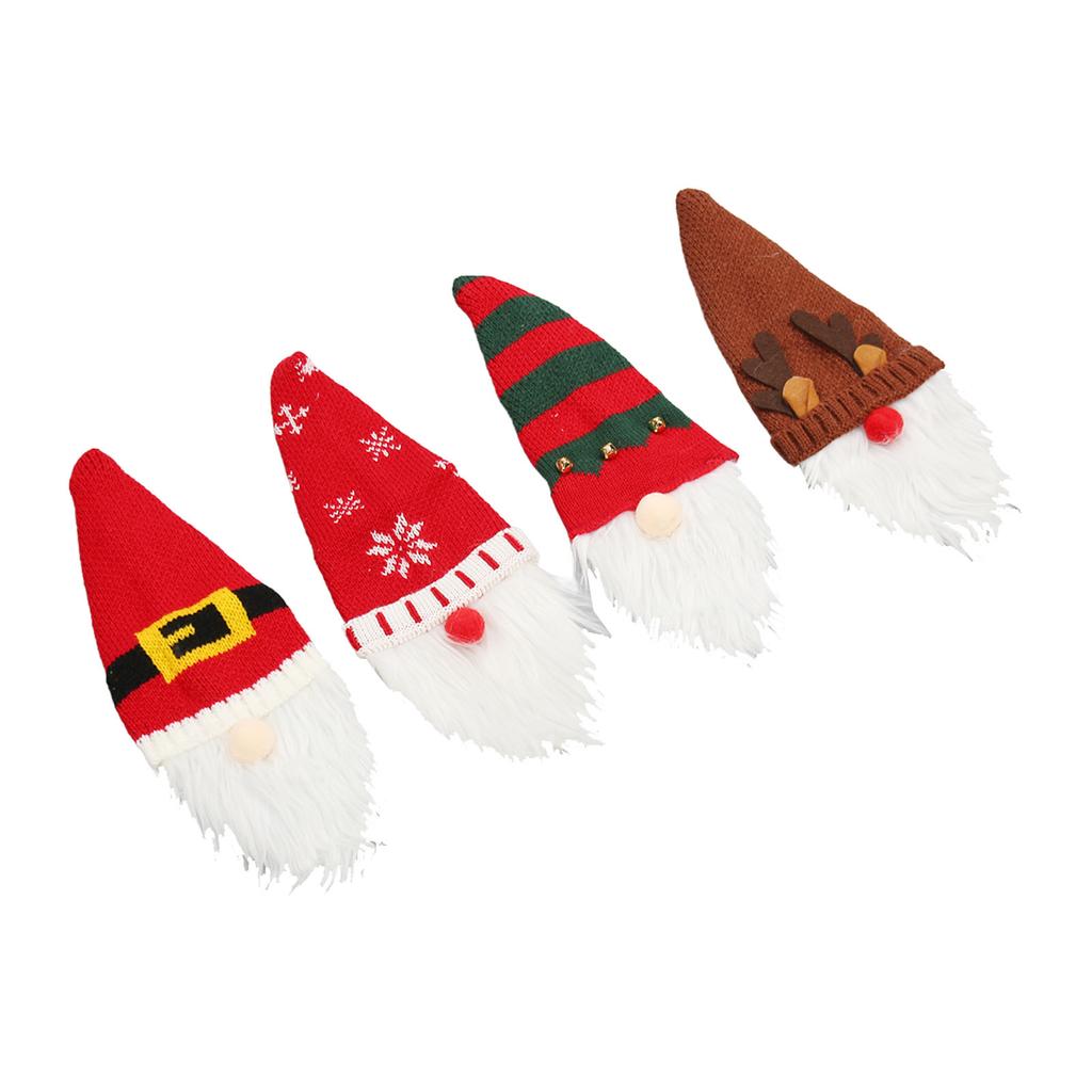 4Pcs Christmas Gnome Wine Bottle Cover Decorative Christmas Wine Bottle Cover Topper for Christmas Party Dining Table