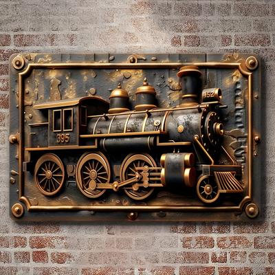 2D Plat 30*20cm, Panneau Décoratif Mural en Bois sur le Thème du Train Vintage, pour Maison, Cuisine, Jardin, Chambre, Bar.