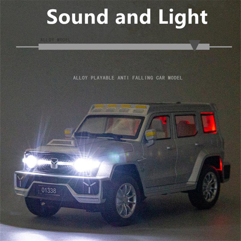 1/24 Scale Jeeps Wrangler Tank 300 Diecast Car Model Toy, Pull Back Toy Vehicle with Sound and Light for Kids Toddler Boys Girls Gift Collection