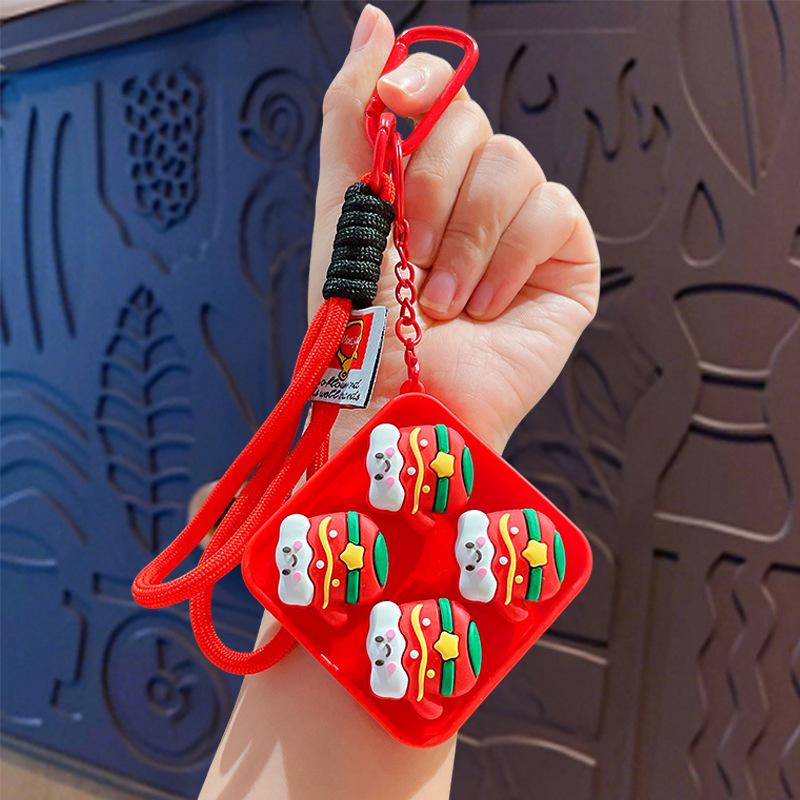 Cartoon Christmas Stress Relief Keyboard Keychain for Couples Bags Decorative Button Fidget Holiday Gift for Friends Family
