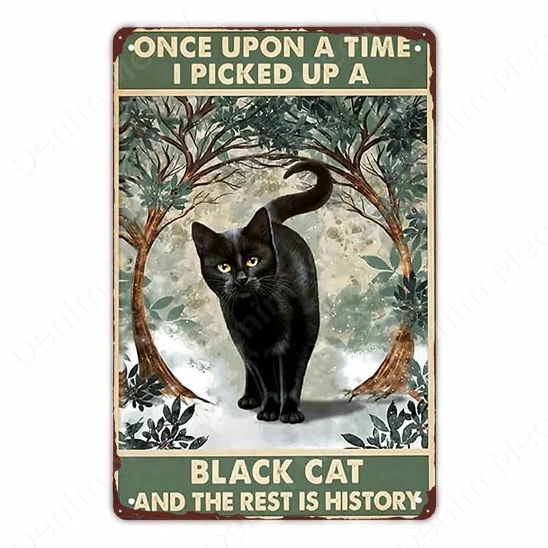 Black Cat Vintage Tin Signs, Funny Metal Art Poster, Wall Decor, Home, Bar, Pub, Cafe, Farm, Bathroom, I Hate Everyone
