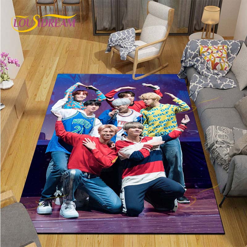 Tappeto Kpop Bangtan Boys Tappeto BTS Tappetini per Tavolino Soggiorno Tappeto Camera da Letto Tappetini per Pavimento Lavabili Tappetino per Area Domestica Regalo