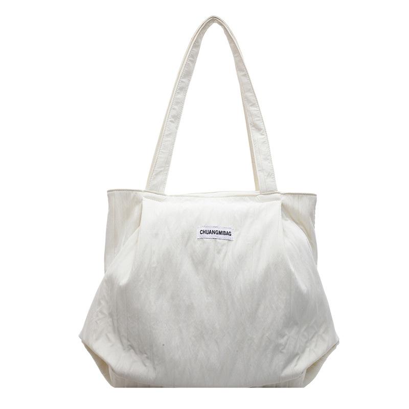 Shoulder Bag Women's Large Capacity Pleated Solid Color Tote Bag