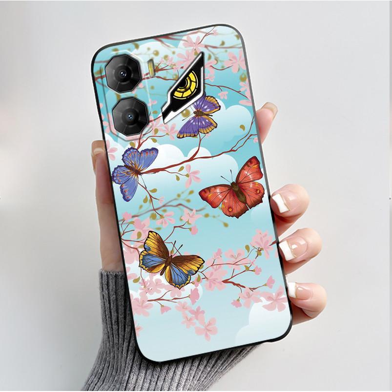 Custodia per Stampa per ZTE Nubia Neo 3 5G Fundas Capa Guscio Nero in Silicone Morbido Copertura ZTE Nubia Neo 3 GT Carina Custodia con Fiore e Cartone Animato