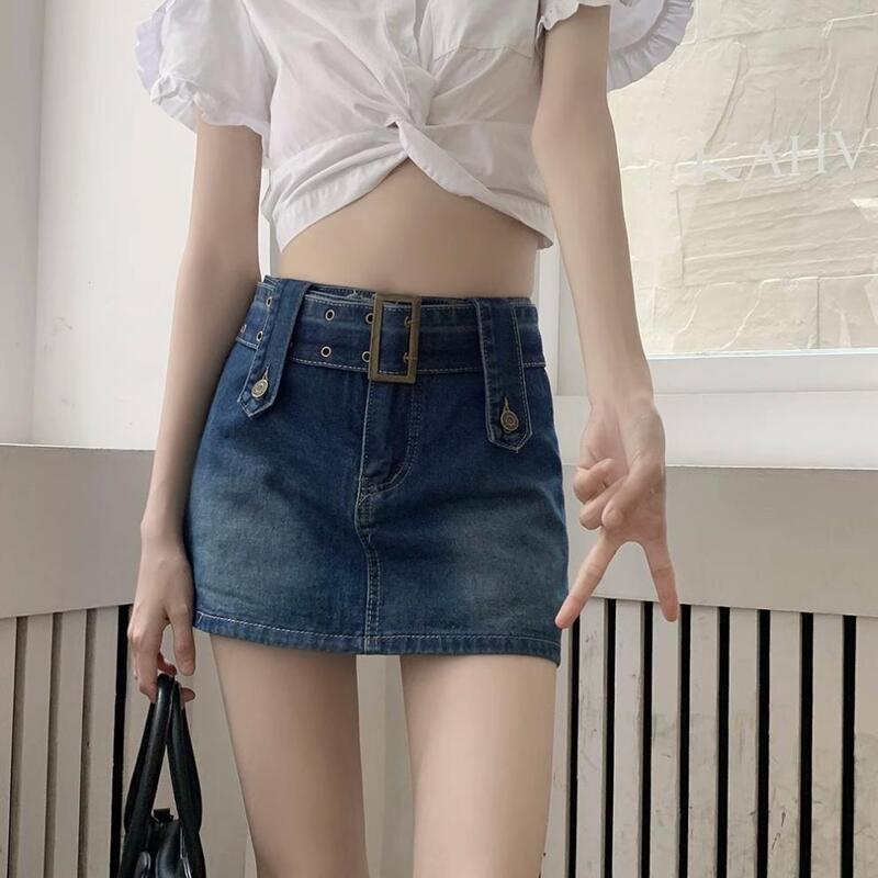 High Waist Denim Skirt Women A-Line Bodycon Mini Vintage Blue Black 2025