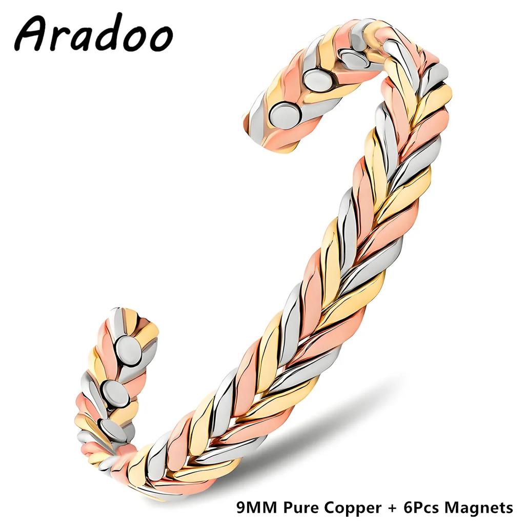 Women's Copper Bracelet 99.9% Pure Copper Magnetic Bracelets for Women Adjustable Cuff Bangle Jewelry Gifts