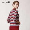 Anlom Women's Spring/Autumn Striped Round Neck Slim-Fit Knit Top