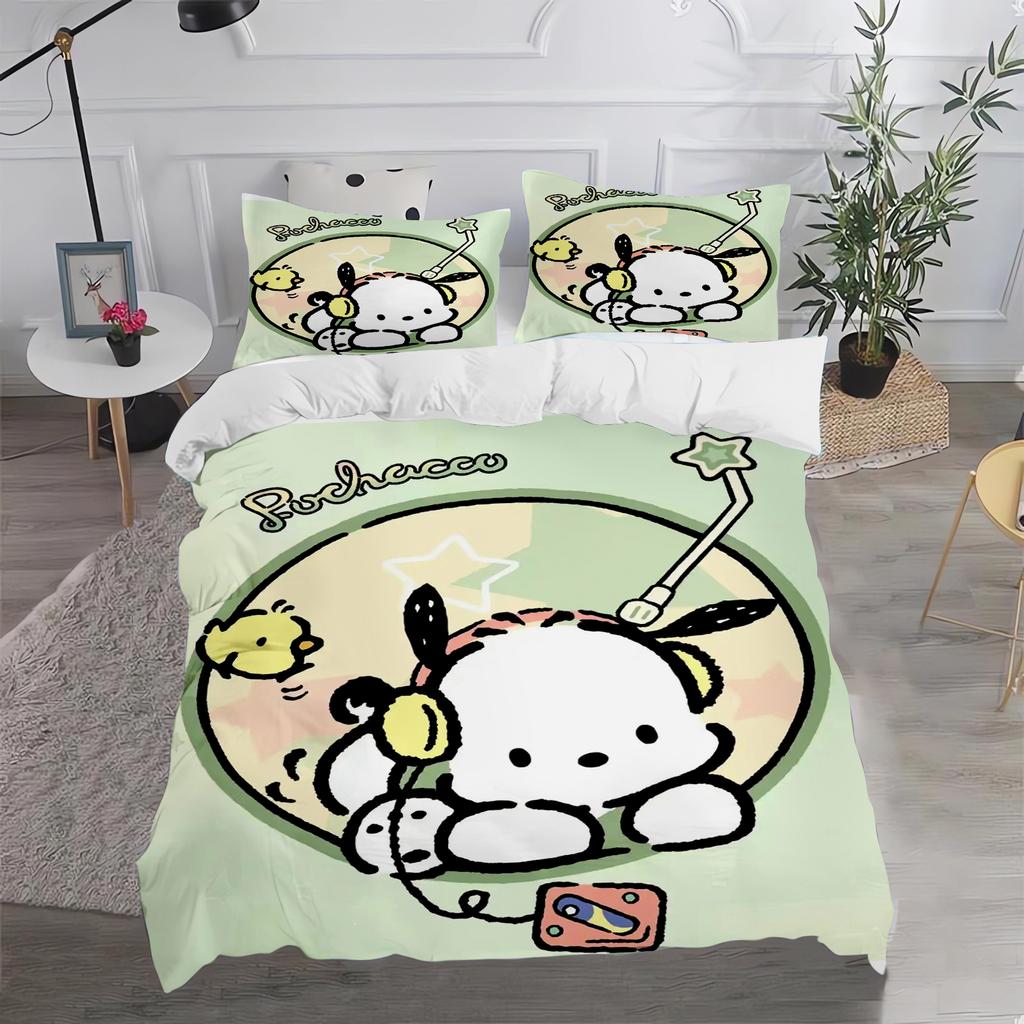 Pochacco Sanrio Quilt Cover Cartoon Puppy Anime Duvet Printed Comforter 100% Polyester Bedding Twin Size Children Gift
