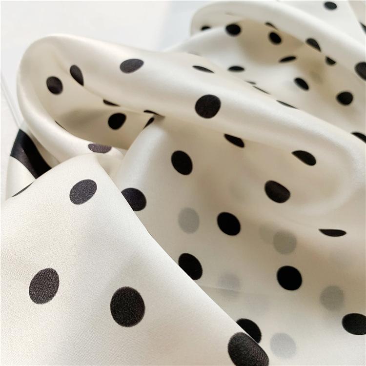 Black and white temperament polka dot versatile mulberry silk scarf women's satin silk 71 square scarf spring and summer scarf silk scarf